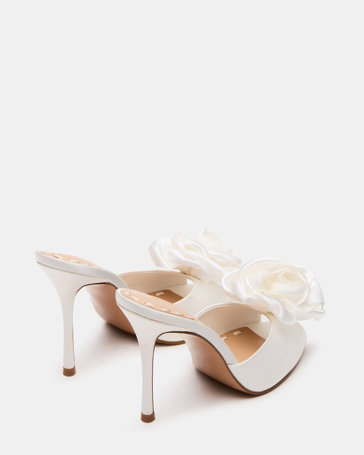 PRIYA Flower Ivory Satin Mule Women's Heel | Steve Madden Premium
