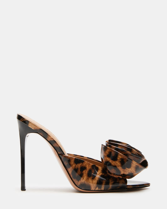 AFFINITY Leopard Patent Women's Multi Pointed-Toe Stiletto Mule Heel | Steve Madden Top Pick