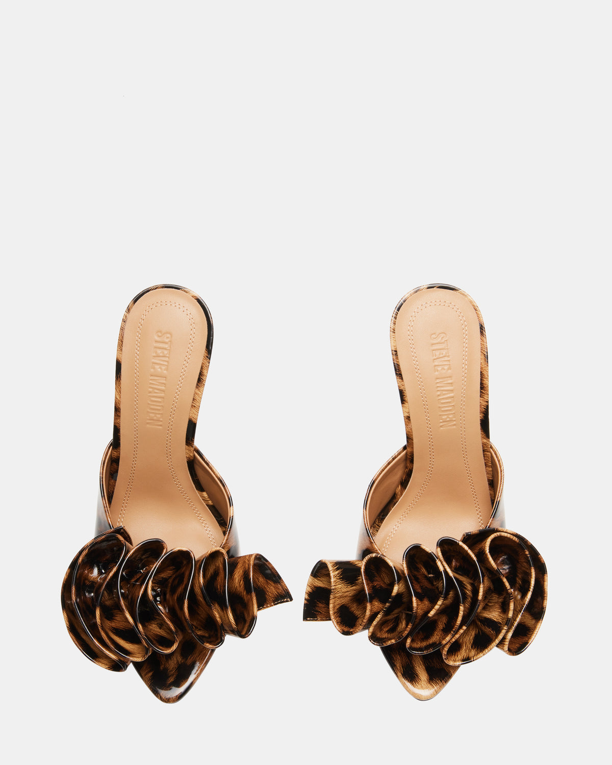 AFFINITY Leopard Patent Women's Multi Pointed-Toe Stiletto Mule Heel | Steve Madden Top Pick