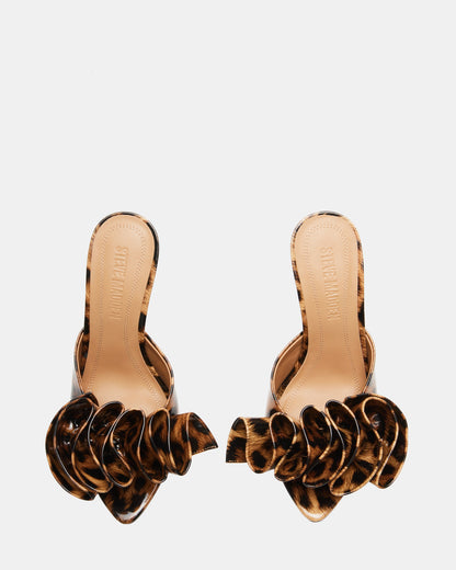AFFINITY Leopard Patent Women's Multi Pointed-Toe Stiletto Mule Heel | Steve Madden Top Pick