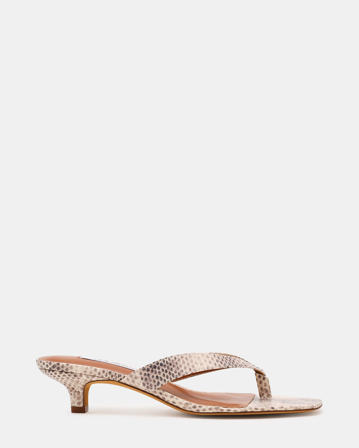 TRACIE Natural Snake Thong Strap Women's Kitten Heel | Steve Madden Top Pick