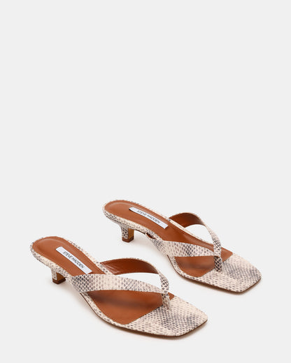 TRACIE Natural Snake Thong Strap Women's Kitten Heel | Steve Madden Top Pick