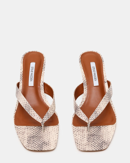 TRACIE Natural Snake Thong Strap Women's Kitten Heel | Steve Madden Top Pick