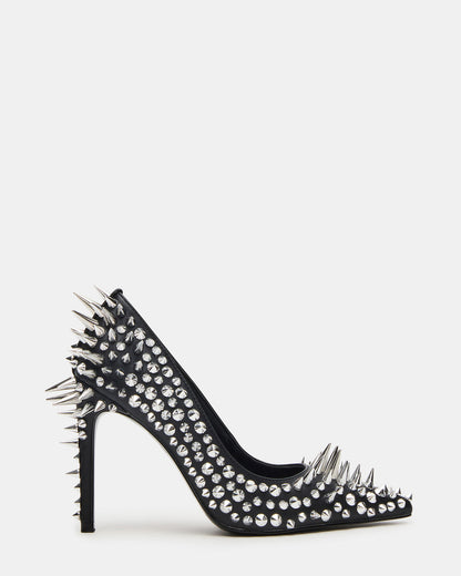 NOIR Black Stud Pointed-Toe Stiletto Pump Women's Heels | Steve Madden Signature