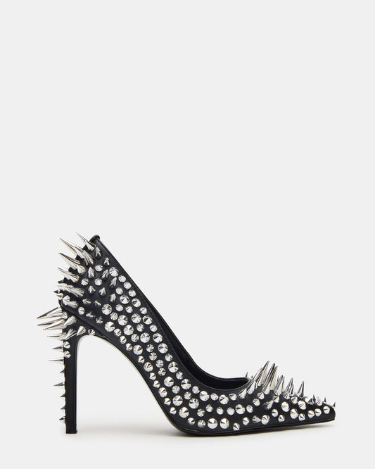 NOIR Black Stud Pointed-Toe Stiletto Pump Women's Heels | Steve Madden Signature