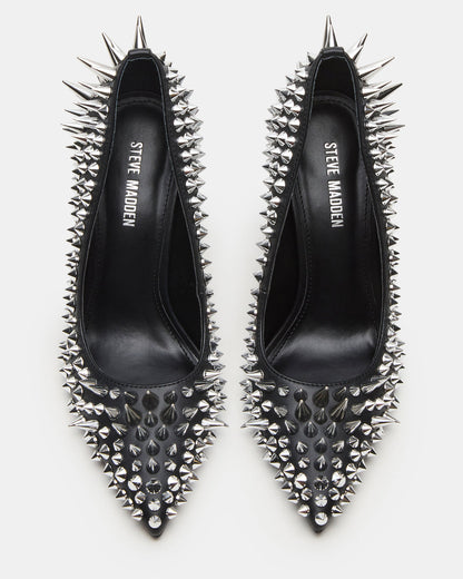 NOIR Black Stud Pointed-Toe Stiletto Pump Women's Heels | Steve Madden Signature
