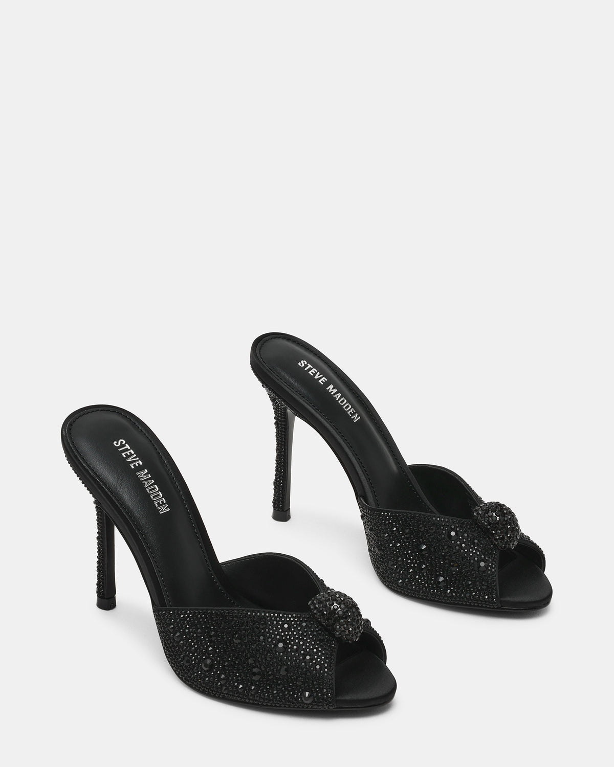PRIYA Black Rhinestones Mule Women's Heel | Steve Madden Latest
