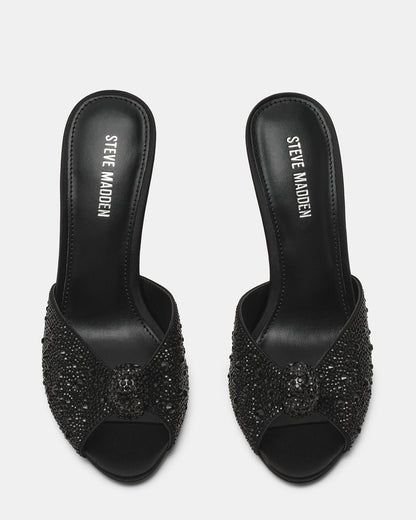 PRIYA Black Rhinestones Mule Women's Heel | Steve Madden Latest