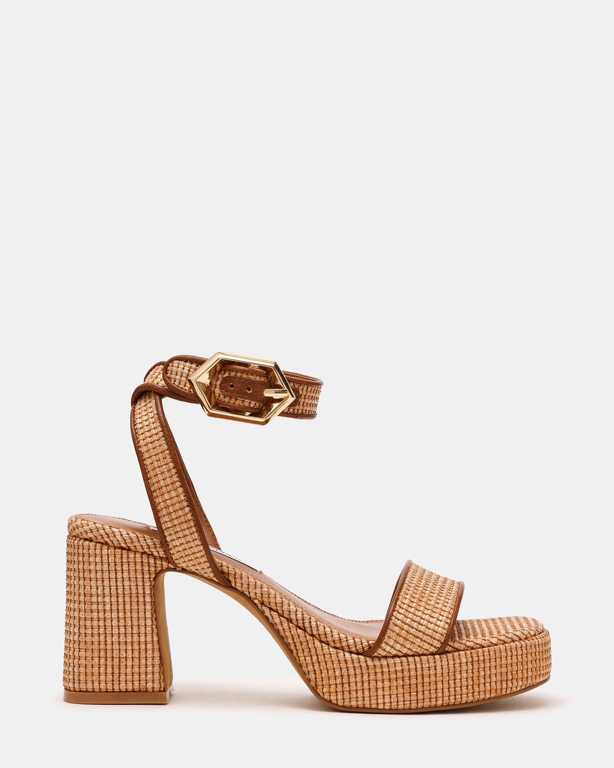 ELIDA Raffia Ankle Strap Platform Women's Block Heel | Steve Madden Special Offer