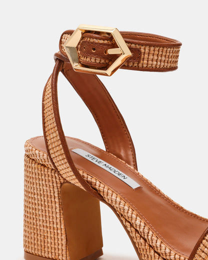 ELIDA Raffia Ankle Strap Platform Women's Block Heel | Steve Madden Special Offer
