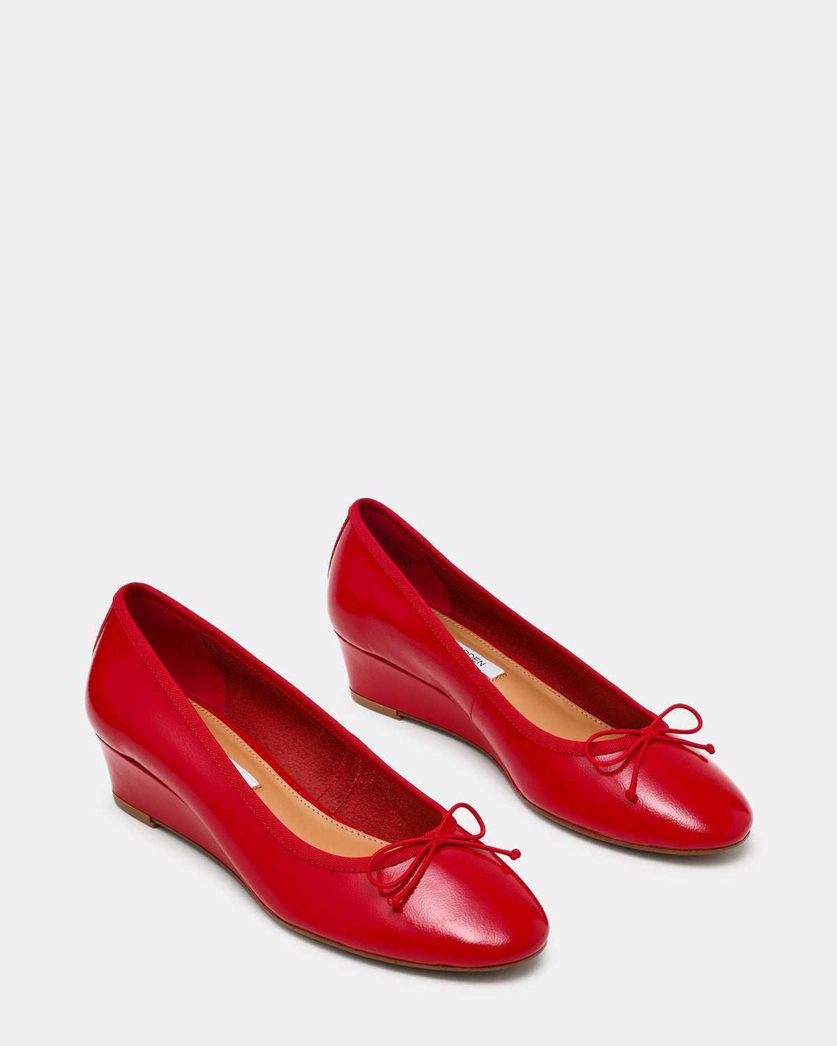 KLUTZY Red Patent Ballet Wedge Bow Round-Toe Women's Heel | Steve Madden Signature
