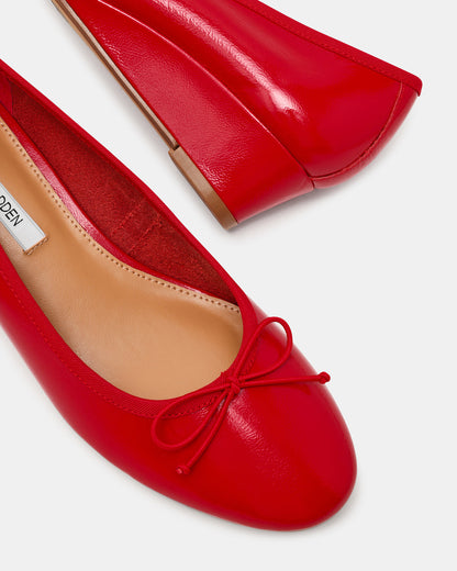 KLUTZY Red Patent Ballet Wedge Bow Round-Toe Women's Heel | Steve Madden Signature