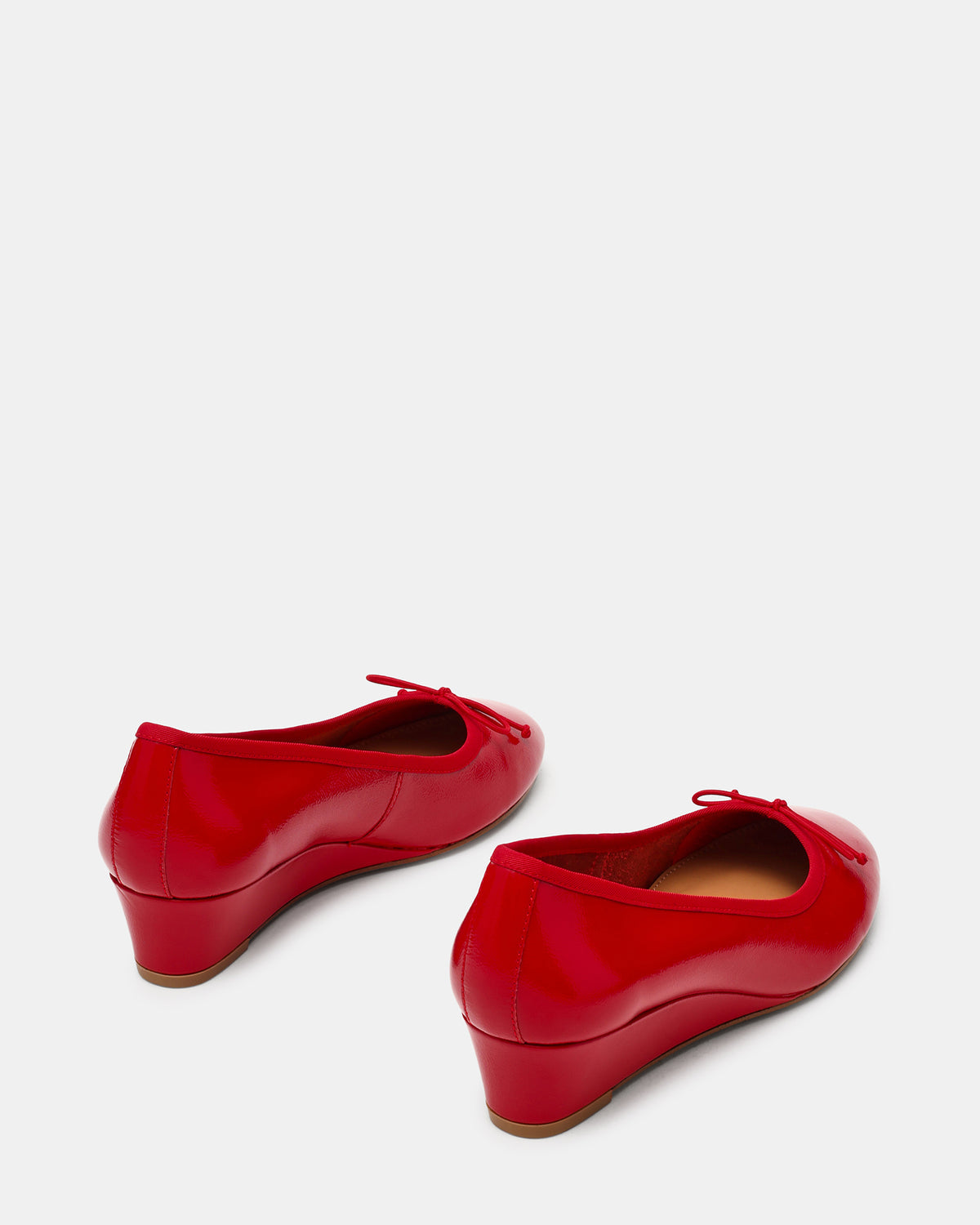 KLUTZY Red Patent Ballet Wedge Bow Round-Toe Women's Heel | Steve Madden Signature