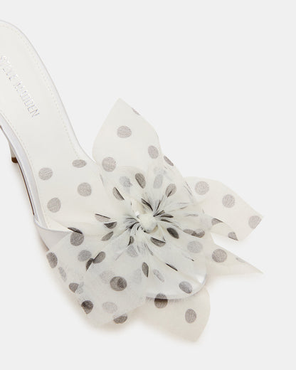 DAVINA Tulle White/Black Polka Dot Rounded Open-Toe Mule Stiletto Women's Heel | Steve Madden Deals