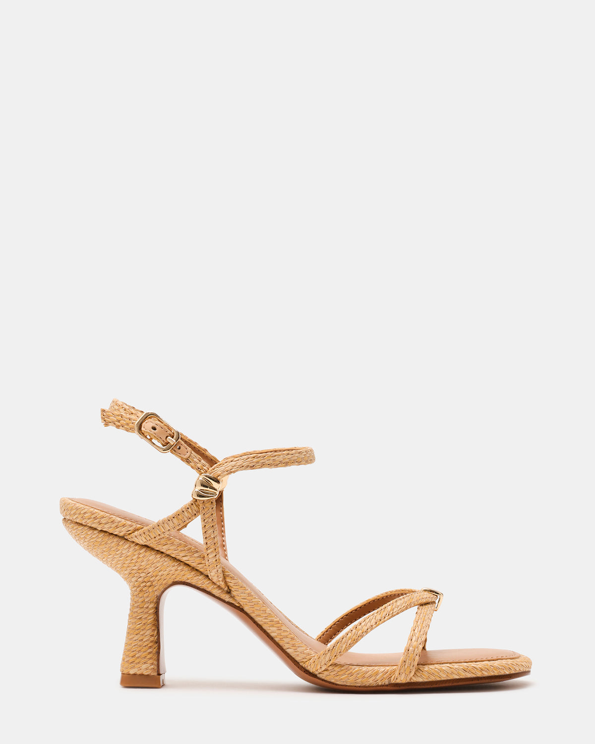 POSY Raffia Gold-Detail Strappy Square-Toe Women's Heel | Steve Madden Best Seller