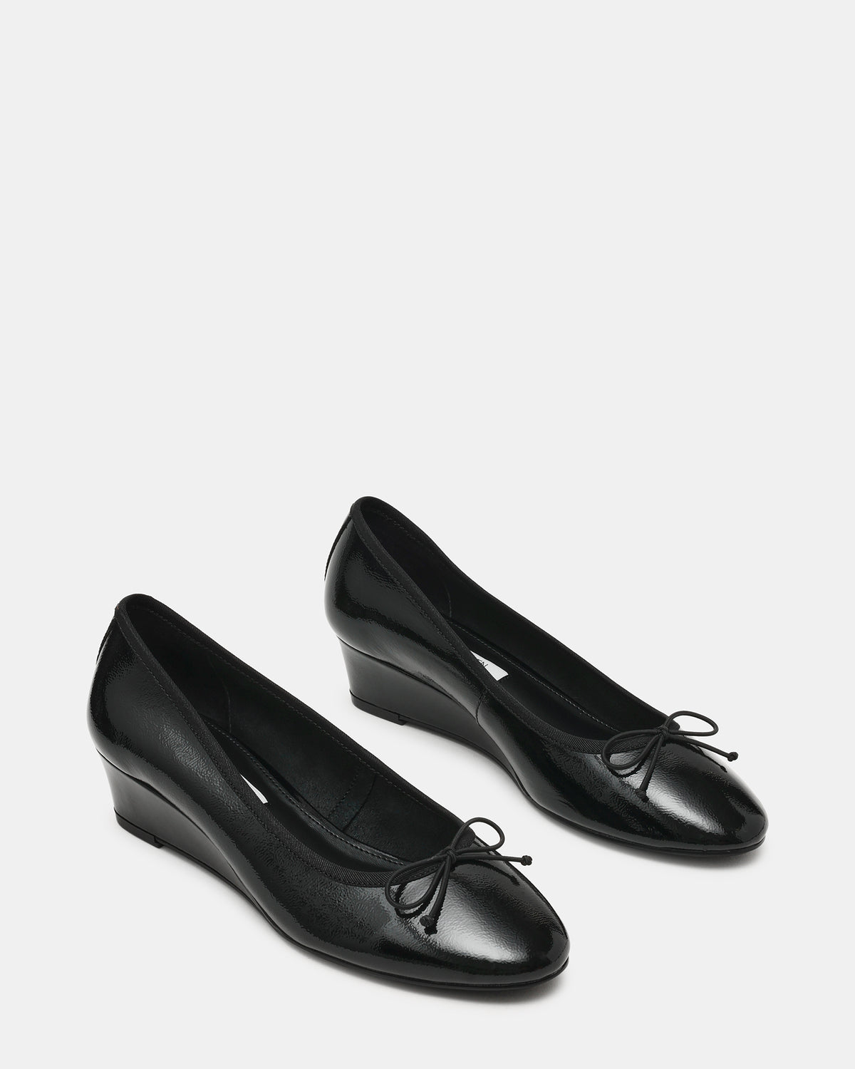 KLUTZY Black Patent Ballet Wedge Bow Round-Toe Women's Heel | Steve Madden Signature