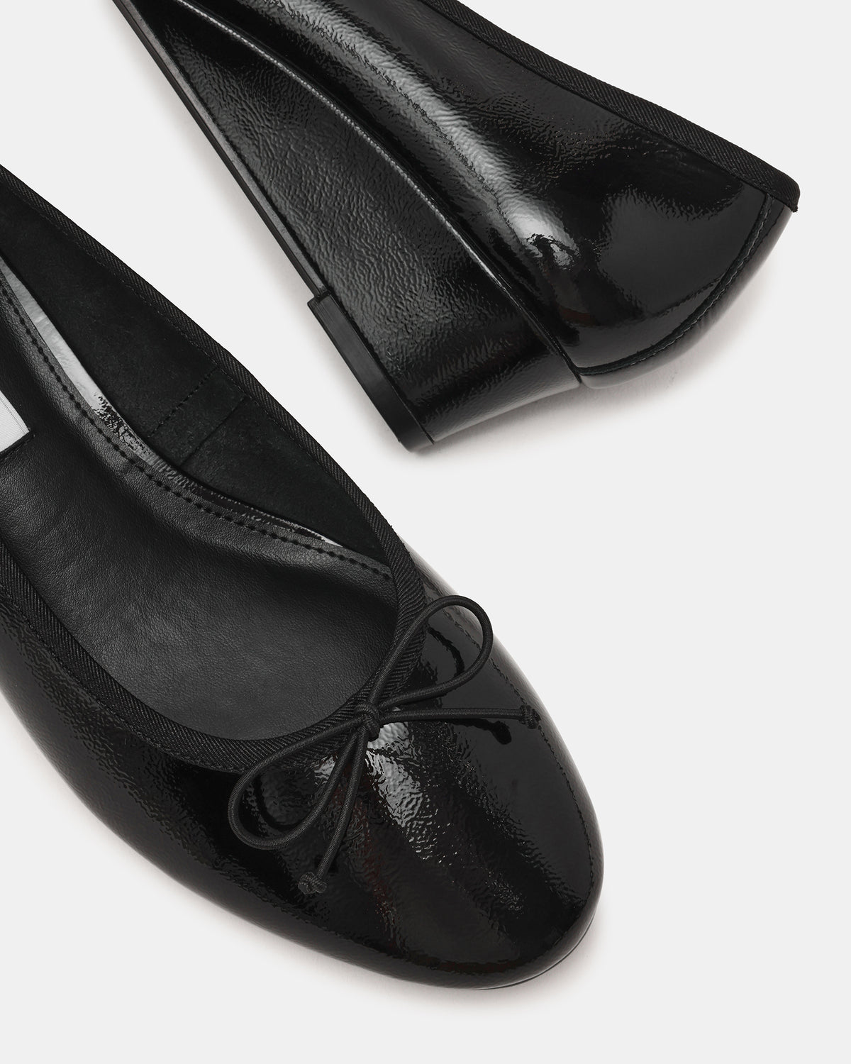 KLUTZY Black Patent Ballet Wedge Bow Round-Toe Women's Heel | Steve Madden Signature