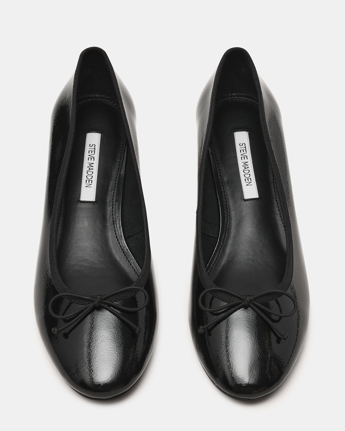 KLUTZY Black Patent Ballet Wedge Bow Round-Toe Women's Heel | Steve Madden Signature
