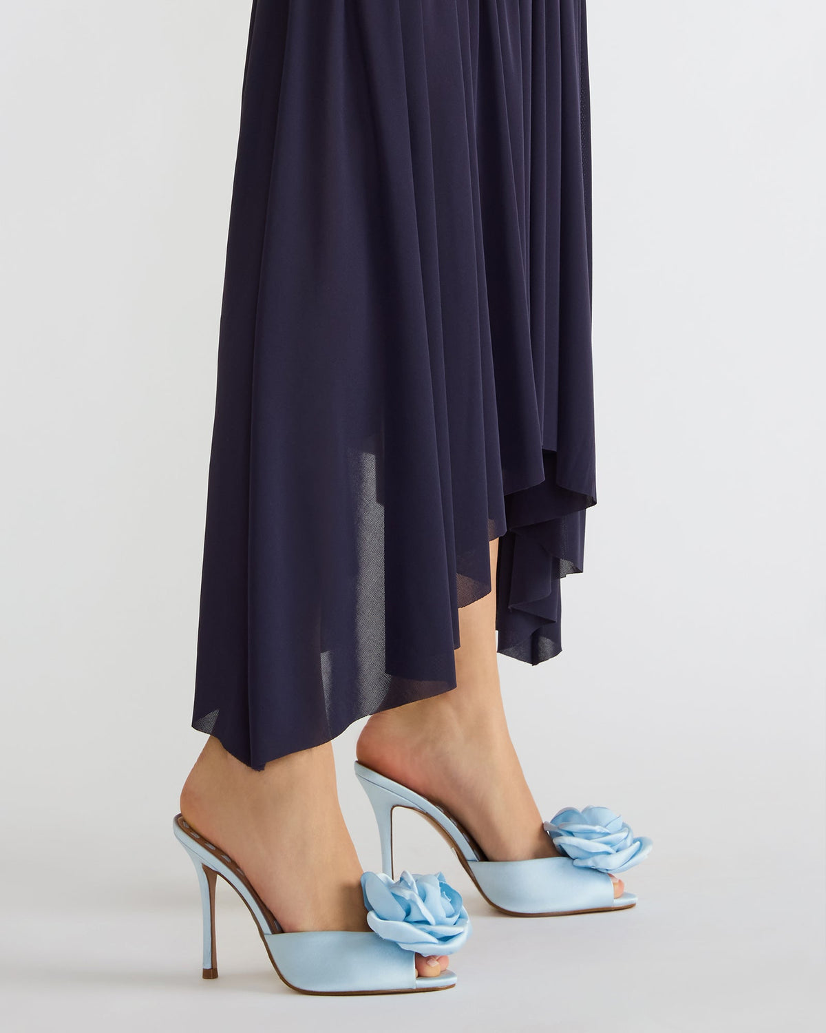 PRIYA Flower Blue Satin Mule Women's Heel | Steve Madden Latest