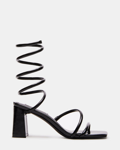 LOPEZ Black Women's Square Toe Strappy Heel | Steve Madden New