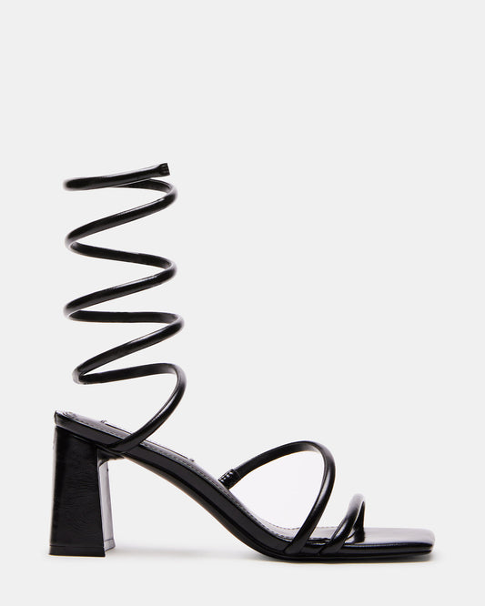 LOPEZ Black Women's Square Toe Strappy Heel | Steve Madden New