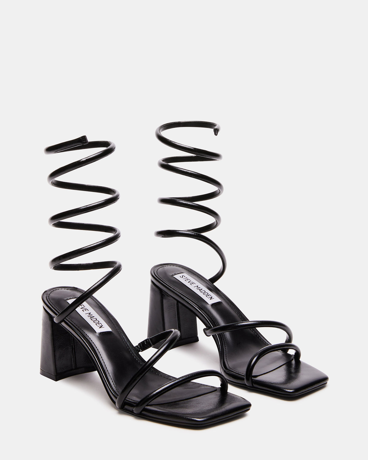 LOPEZ Black Women's Square Toe Strappy Heel | Steve Madden New