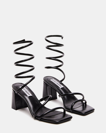 LOPEZ Black Women's Square Toe Strappy Heel | Steve Madden New