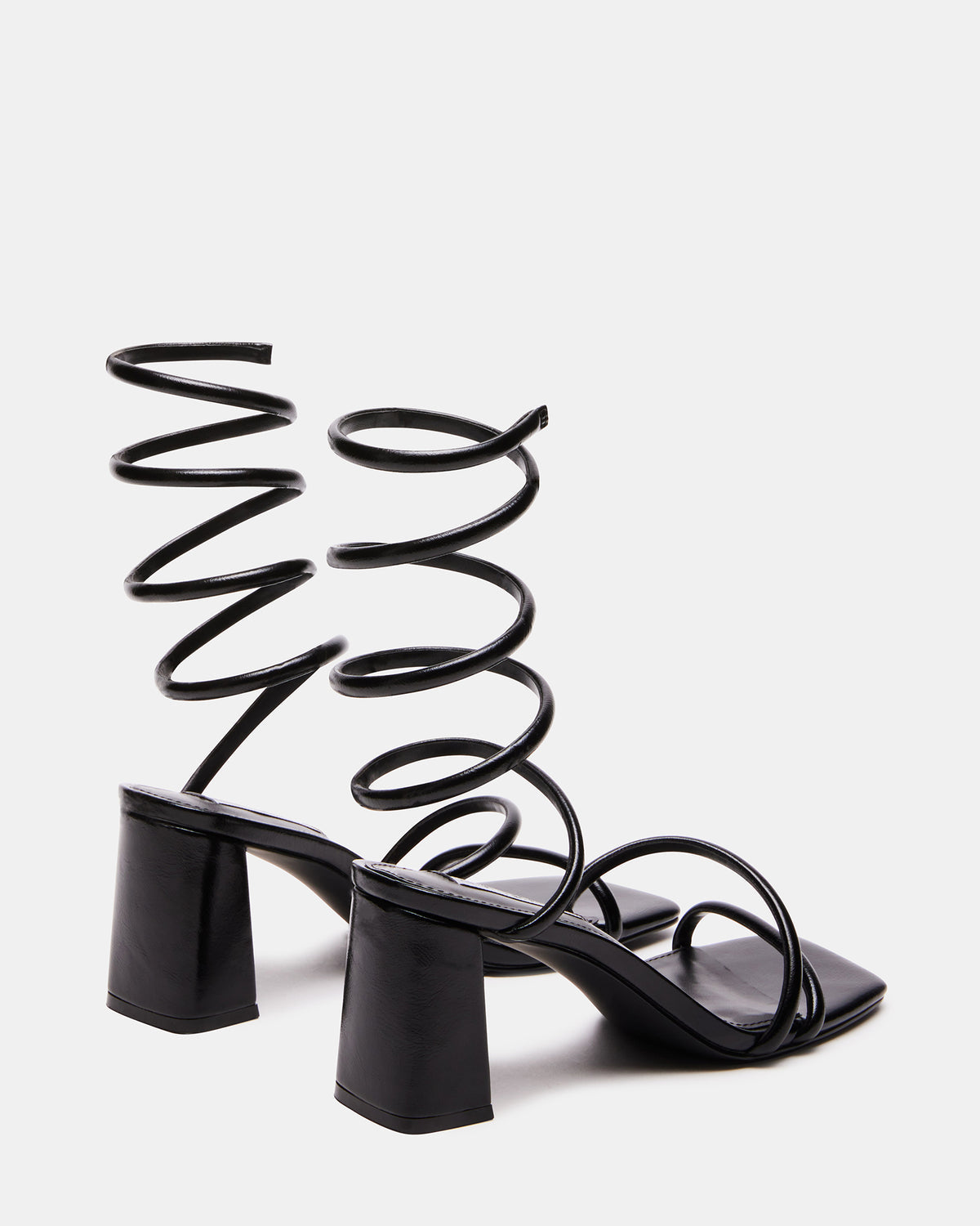 LOPEZ Black Women's Square Toe Strappy Heel | Steve Madden New