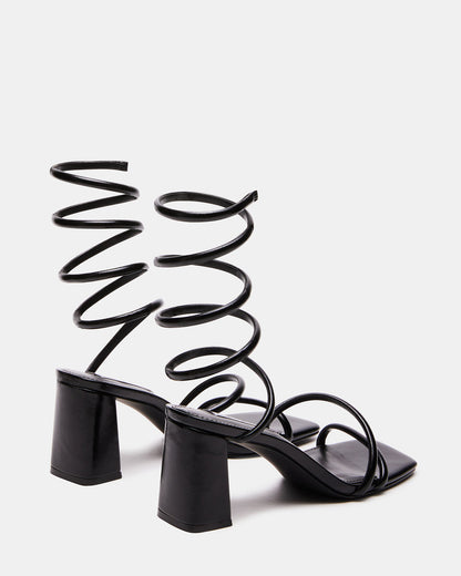 LOPEZ Black Women's Square Toe Strappy Heel | Steve Madden New