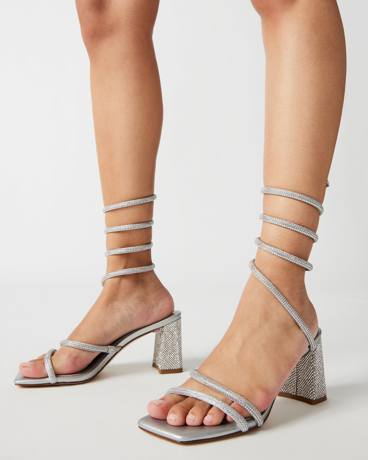 LOPEZ Black Women's Square Toe Strappy Heel | Steve Madden New