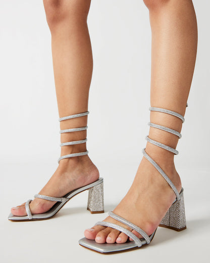 LOPEZ Black Women's Square Toe Strappy Heel | Steve Madden New