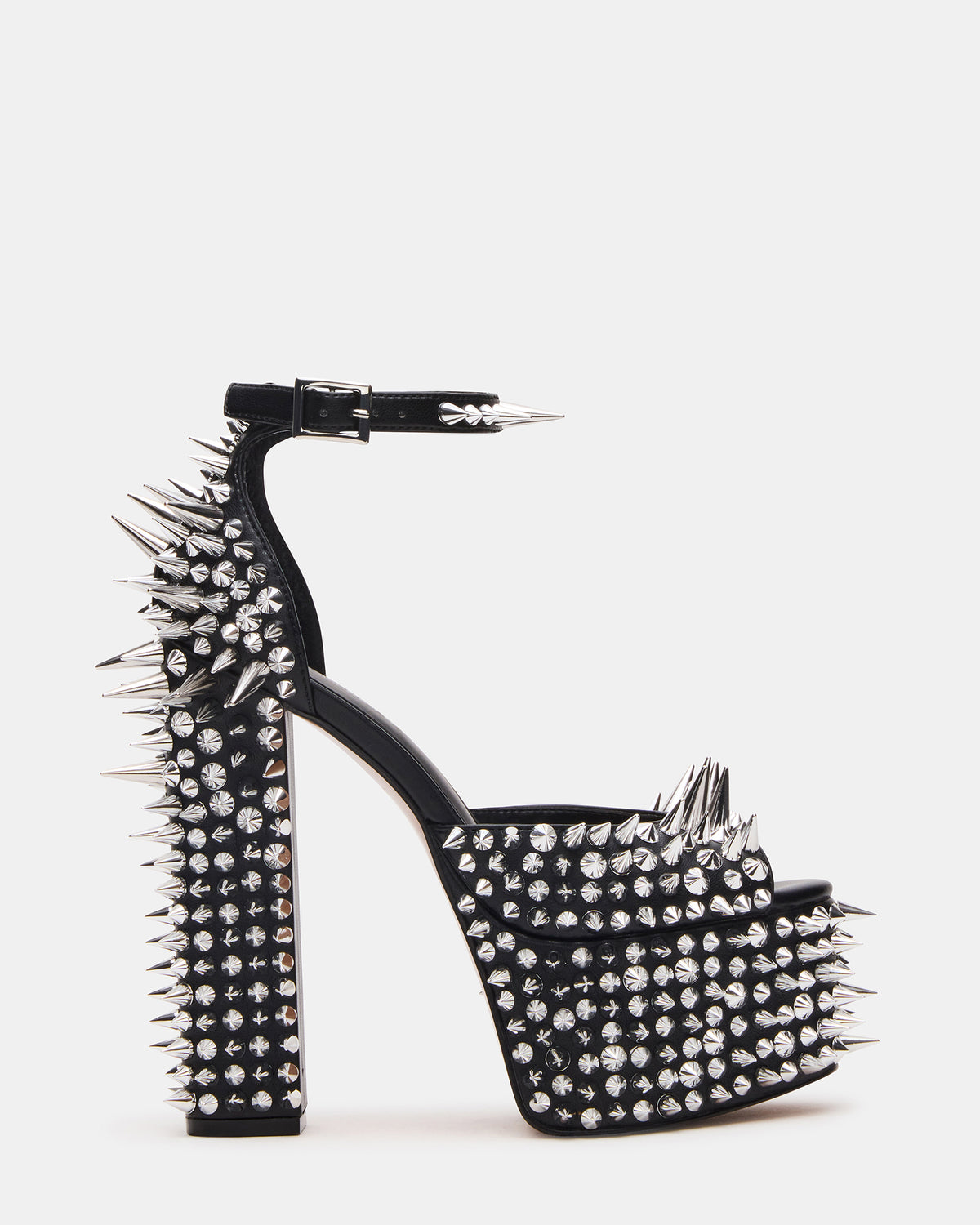 PUNK Black Platform Moto Block Heel Women's Heel | Steve Madden Featured