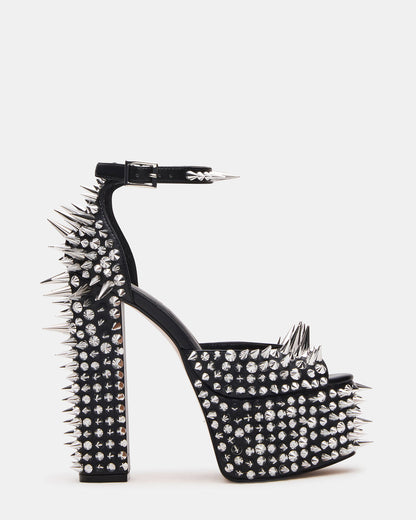 PUNK Black Platform Moto Block Heel Women's Heel | Steve Madden Featured