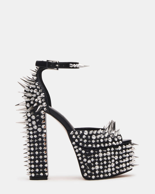 PUNK Black Platform Moto Block Heel Women's Heel | Steve Madden Featured
