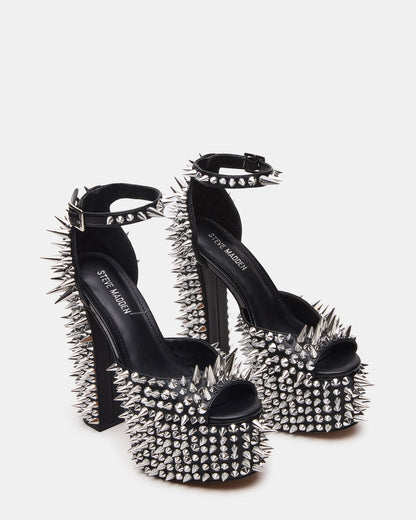 PUNK Black Platform Moto Block Heel Women's Heel | Steve Madden Featured