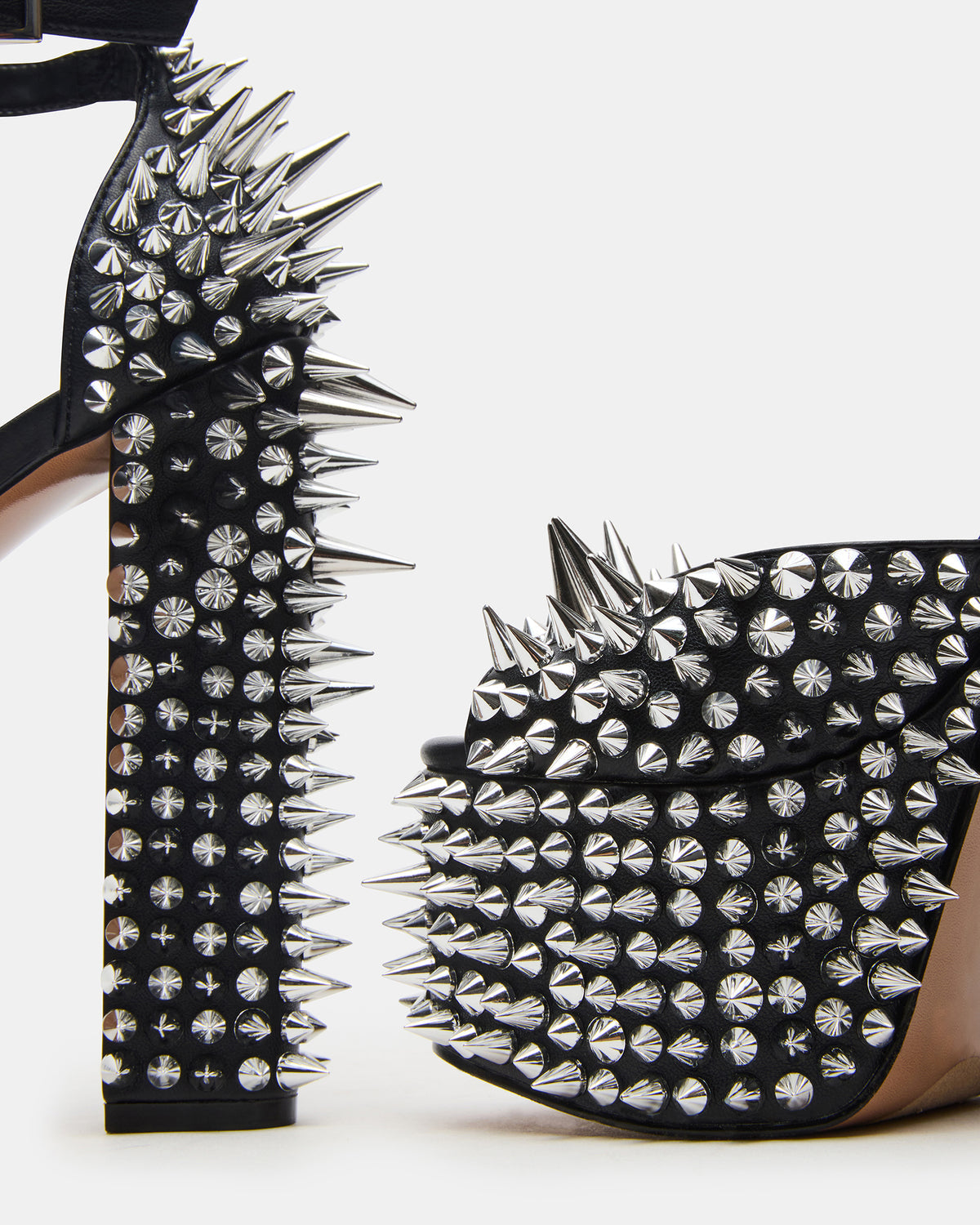 PUNK Black Platform Moto Block Heel Women's Heel | Steve Madden Featured