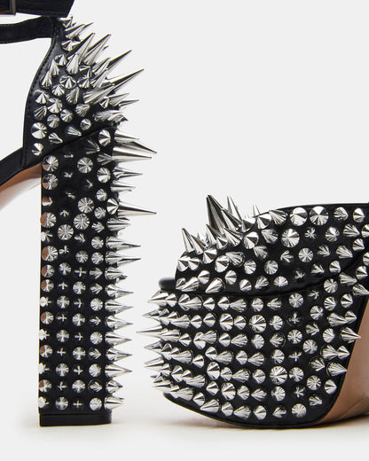 PUNK Black Platform Moto Block Heel Women's Heel | Steve Madden Featured