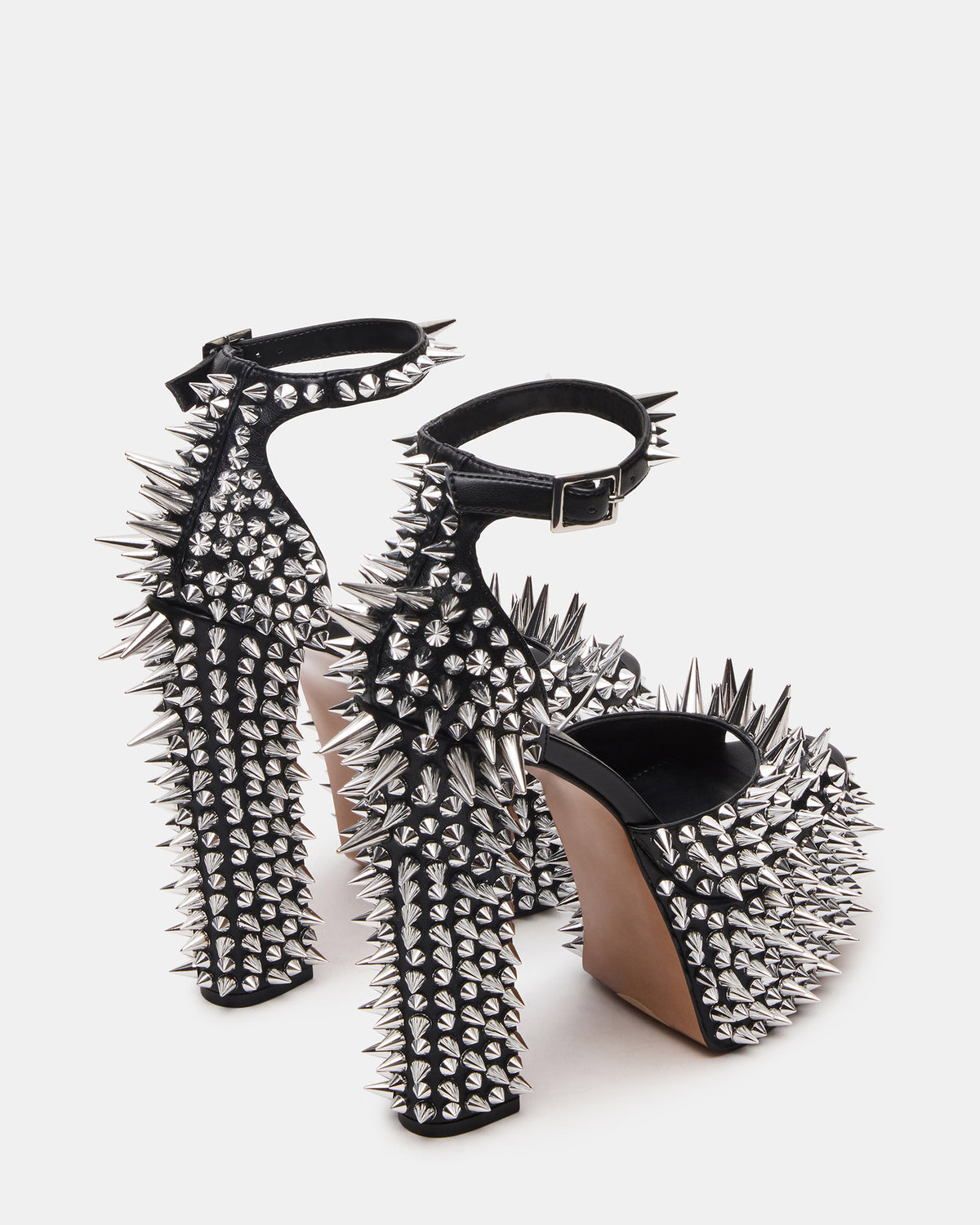 PUNK Black Platform Moto Block Heel Women's Heel | Steve Madden Featured
