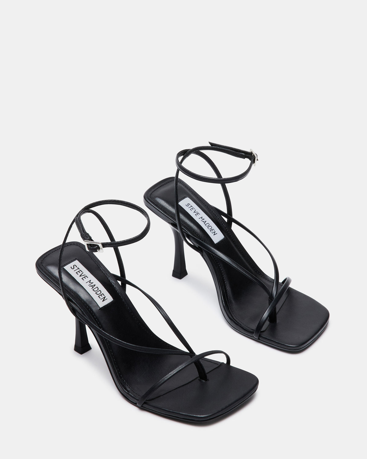 ANNIE Black Women's Strappy Square Toe Heel | Steve Madden Best Seller