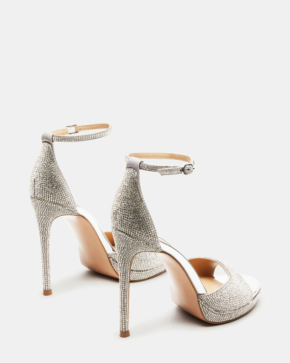 WILEY Silver Rhinestones Open Toe Stiletto Heel | Women's Heels | Steve Madden Popular
