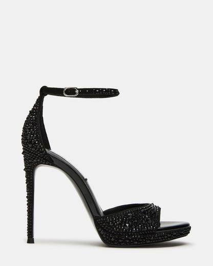 WILEY Black Rhinestone Women's Open Toe Stiletto Heel | Steve Madden Deals