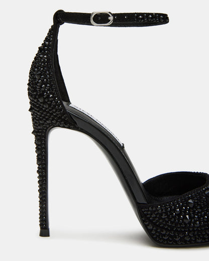 WILEY Black Rhinestone Women's Open Toe Stiletto Heel | Steve Madden Deals