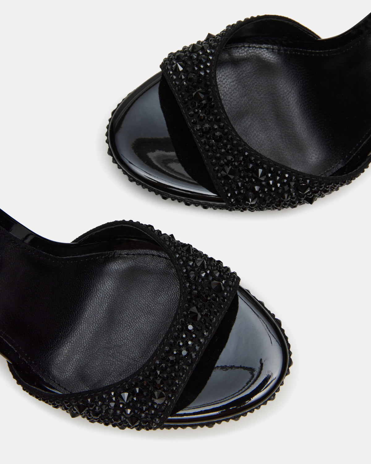 WILEY Black Rhinestone Women's Open Toe Stiletto Heel | Steve Madden Deals
