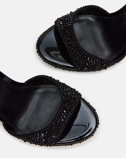 WILEY Black Rhinestone Women's Open Toe Stiletto Heel | Steve Madden Deals