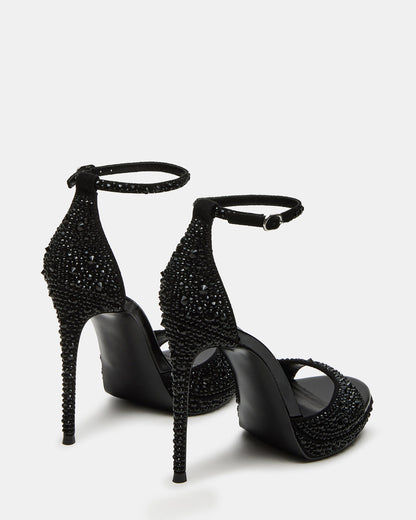 WILEY Black Rhinestone Women's Open Toe Stiletto Heel | Steve Madden Deals