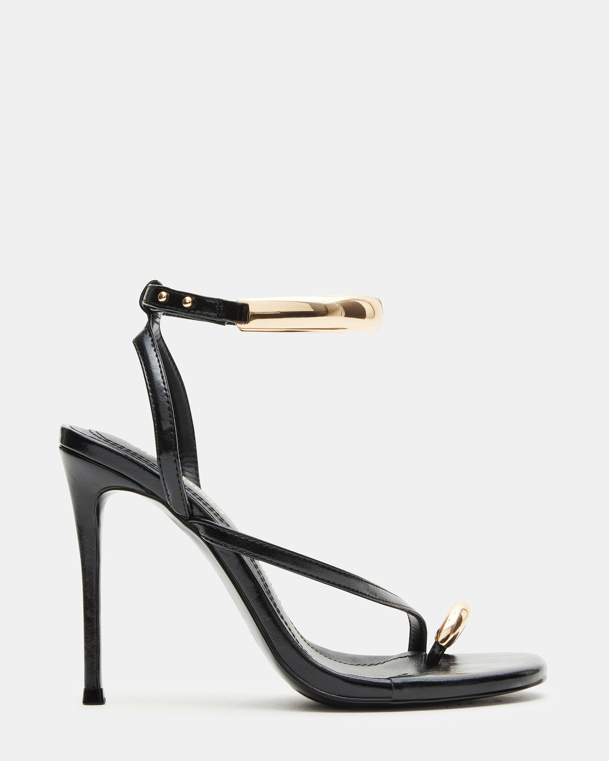 TIA Black Strappy Open-Toe Stiletto Women's Heel | Steve Madden Great Value