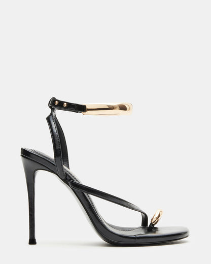 TIA Black Strappy Open-Toe Stiletto Women's Heel | Steve Madden Great Value