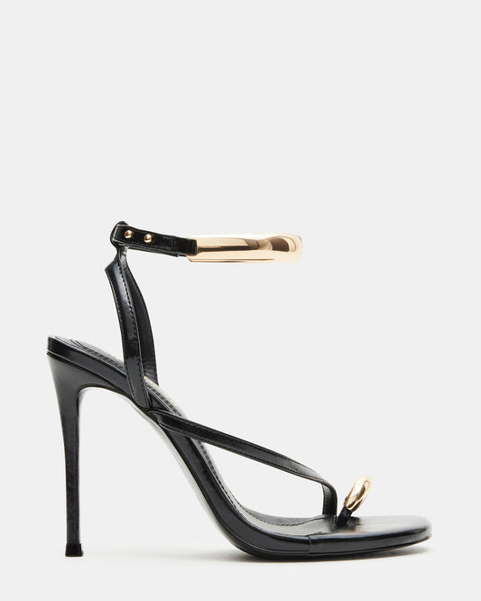 TIA Black Strappy Open-Toe Stiletto Women's Heel | Steve Madden Great Value
