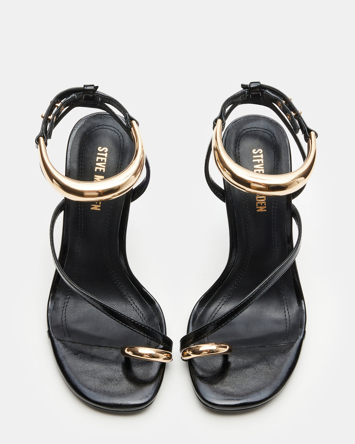 TIA Black Strappy Open-Toe Stiletto Women's Heel | Steve Madden Great Value
