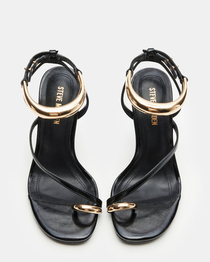 TIA Black Strappy Open-Toe Stiletto Women's Heel | Steve Madden Great Value